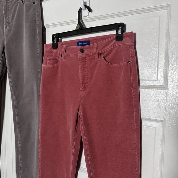 Talbots High-Waist Straight Leg Corduroy Pants Bundle Sz 4 Stretch Gray & Pink - Picture 5 of 16